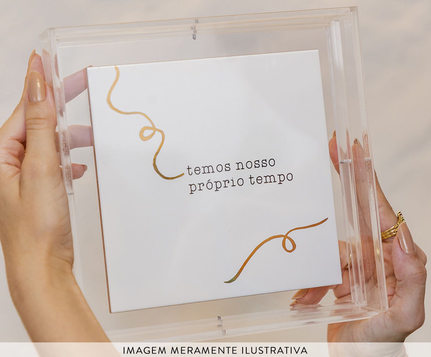 Quadro Caixa Acr&iacute;lico Nosso Tempo Branco - image 1