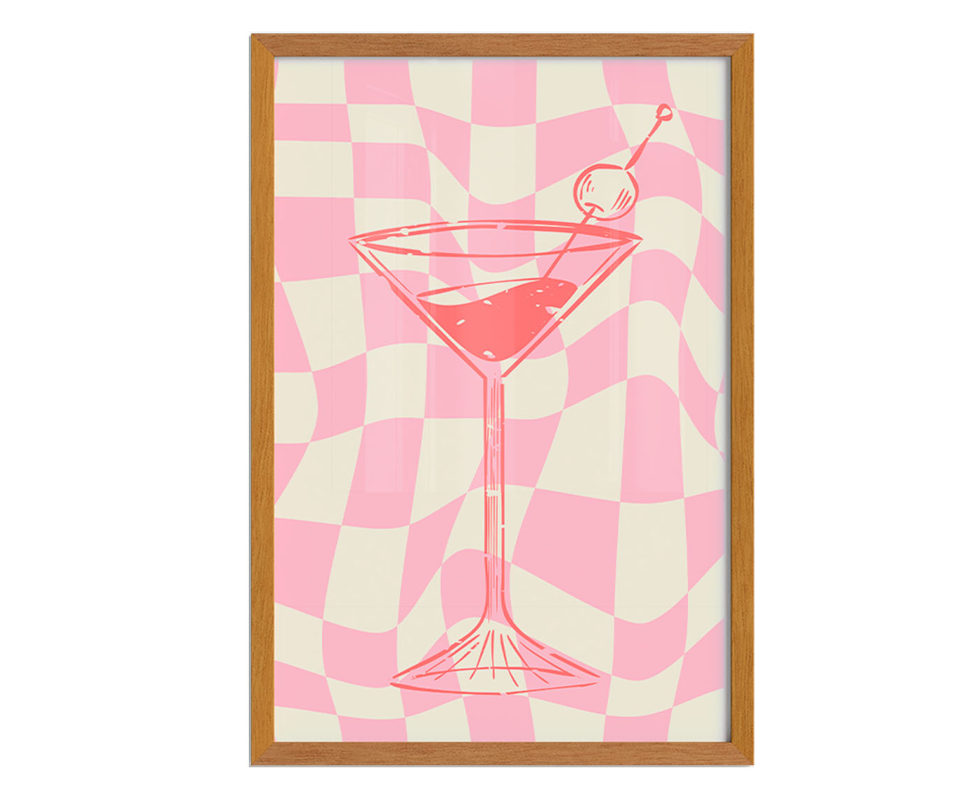 Quadro Dry Martini Pink com Moldura em Madeira - image 0
