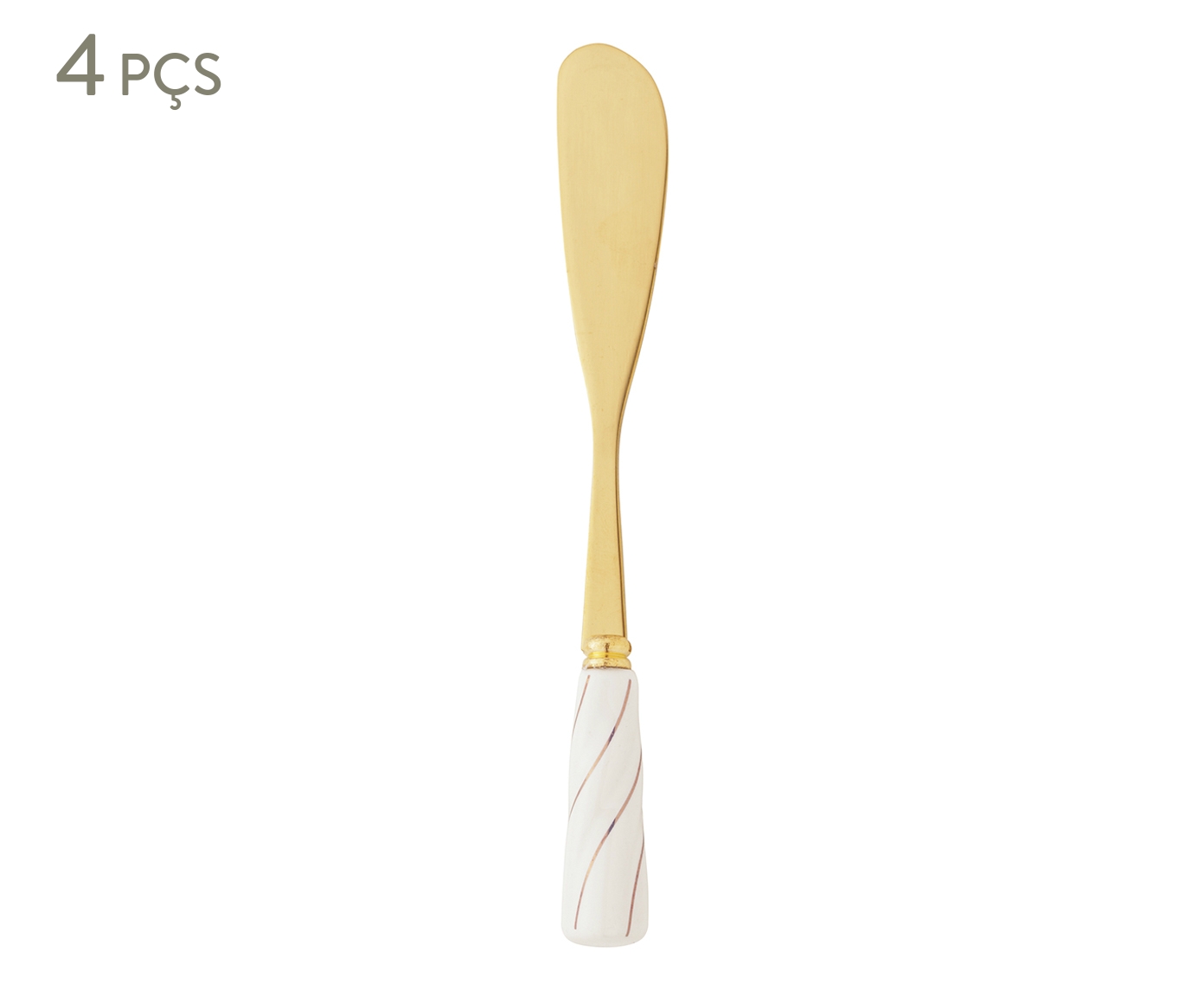 Jogo de Esp&aacute;tulas em Inox Fr&oacute;r Dourado e Branco - image 0