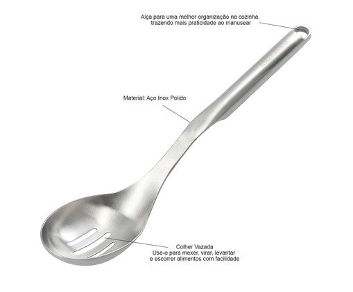 Esp&aacute;tula Premium Slotted Spoon Brushed image number 5