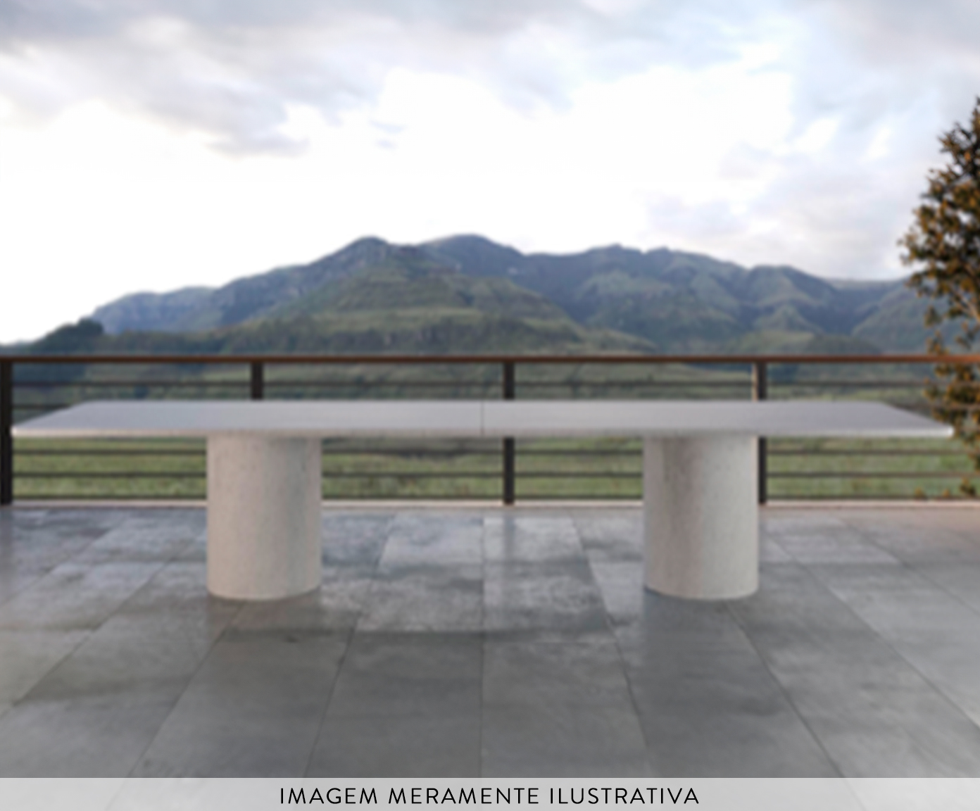 Mesa Dupla de Cil&iacute;ndrica com Duplo Tampo Reto Branco - image 1