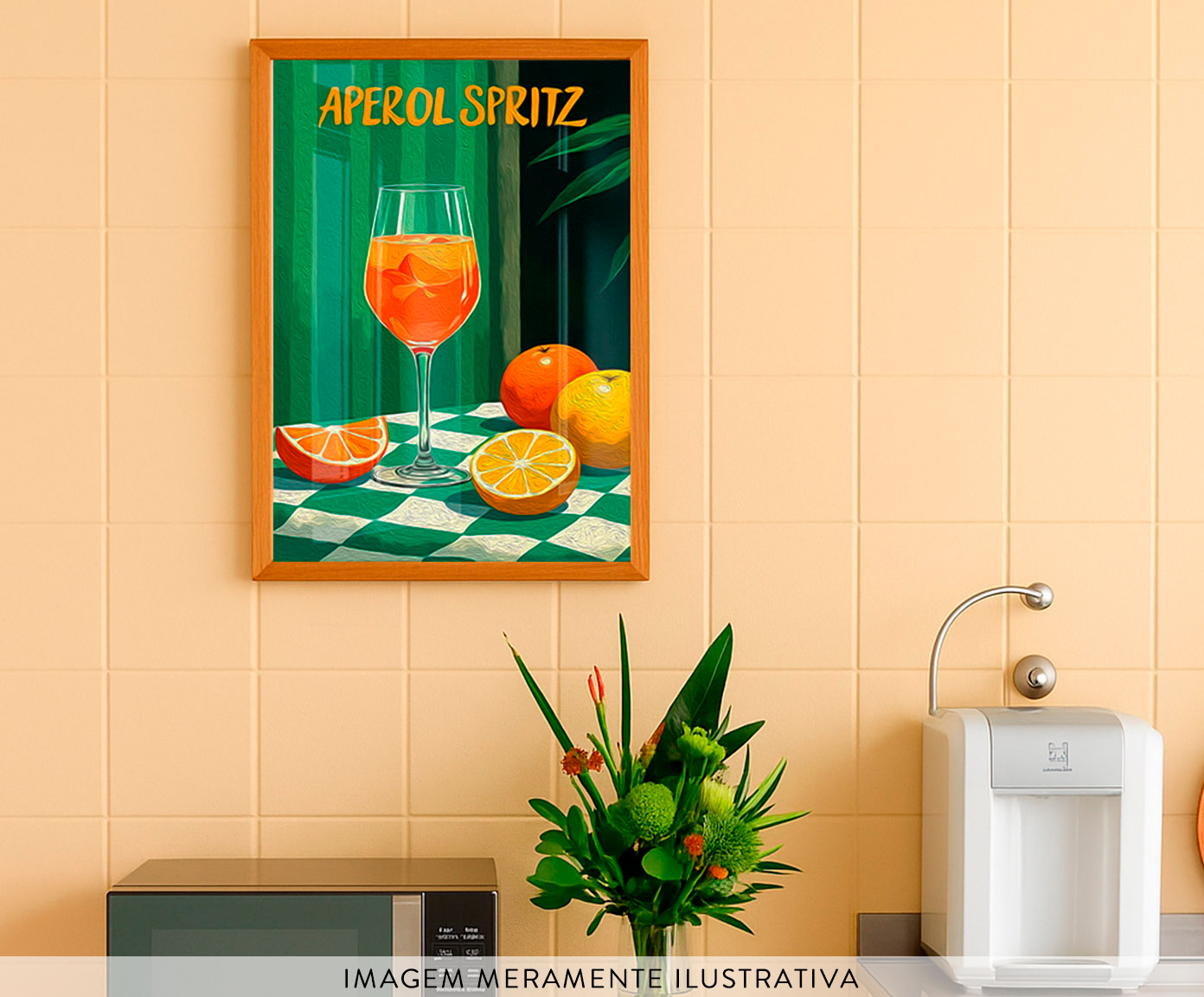 Quadro Um Aperol Spritz com Moldura Marrom - image 1