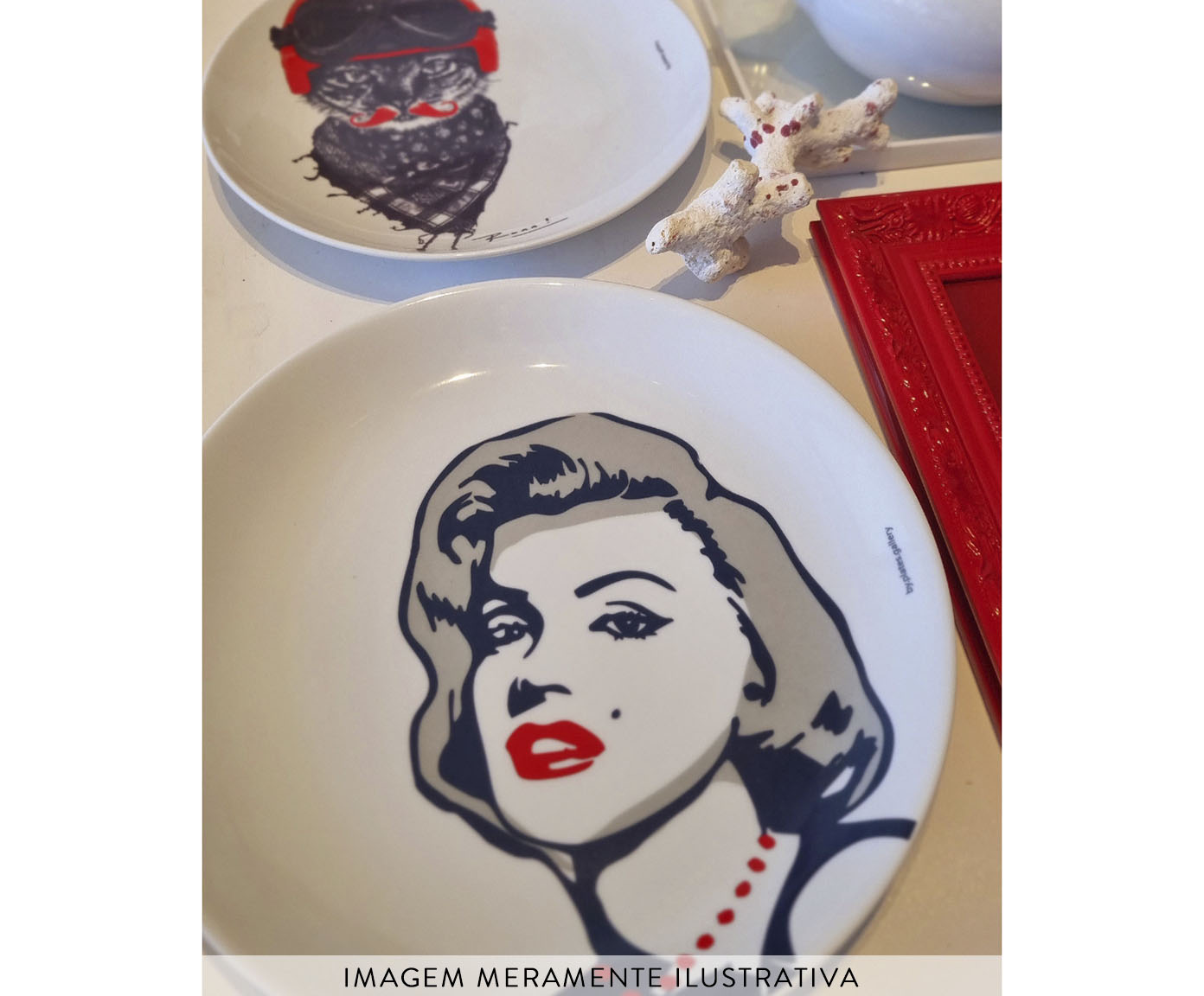 Prato de Porcelana Marilyn Red&Blue Classic image number 5