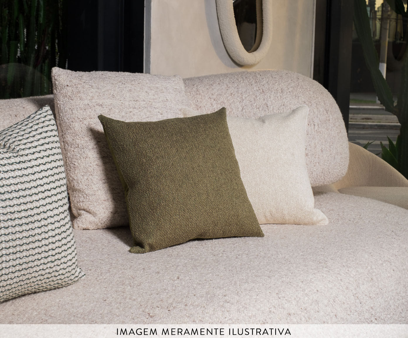 Almofada Boucle Quadrada - Verde Musgo image number 3