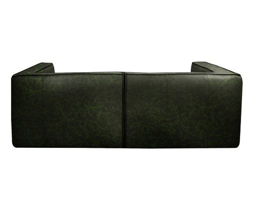 Sof&aacute; 2 M&oacute;dulos Chaise Direito Mensa em Couro Verde image number 3