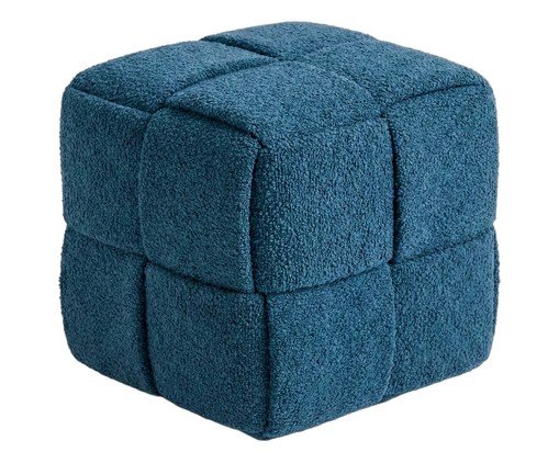 Pufe Cubo em Boucl&eacute; azul - image 0