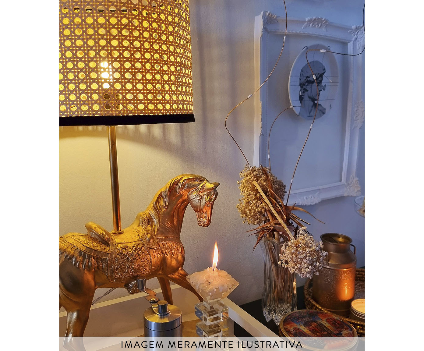 Base Lumin&aacute;ria Cavalo &Aacute;rabe Dourado Bivolt image number 7