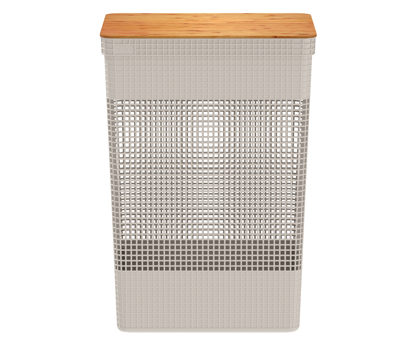 Cesto de Roupas com Tampa em Bambu Grid Creme - image 0