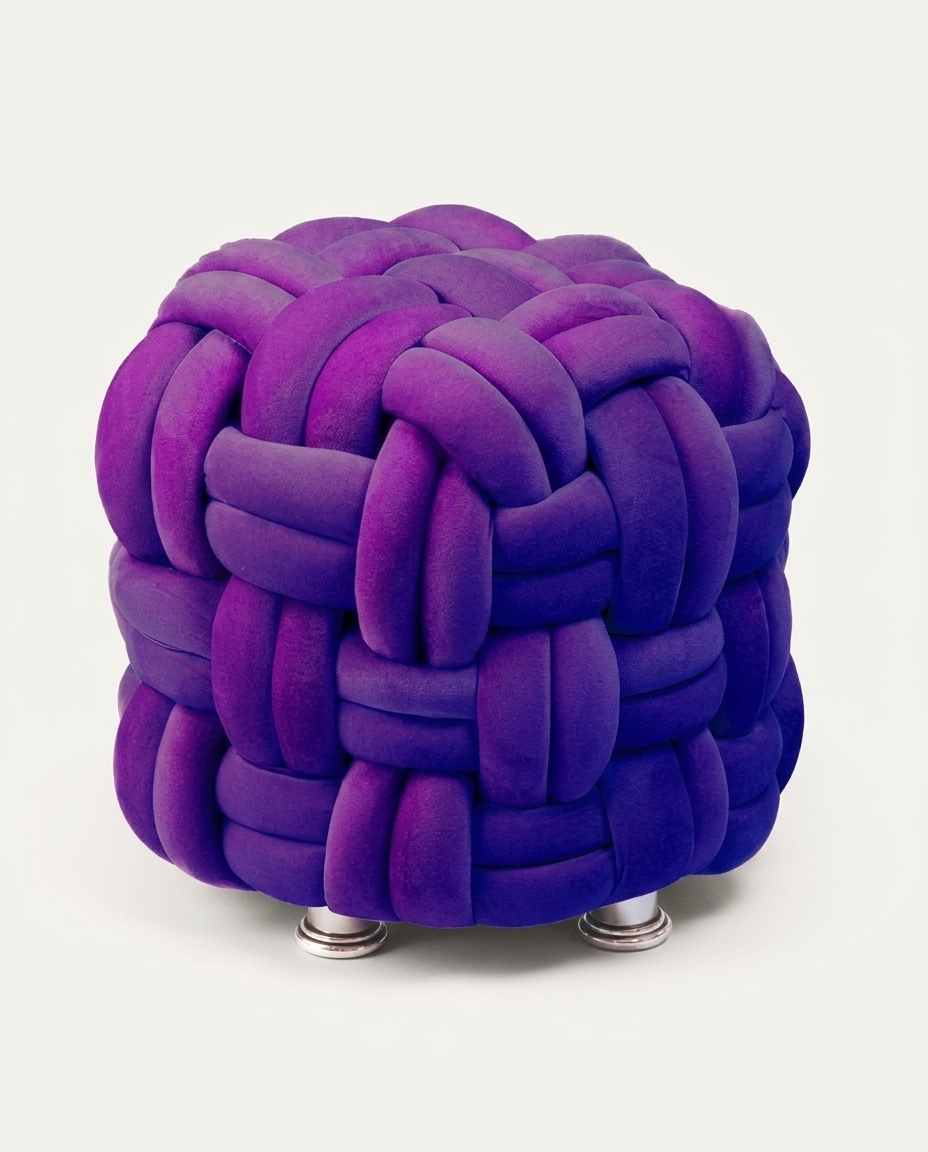 Puff M&aacute;xi Tricot em Veludo Roxo image number 3