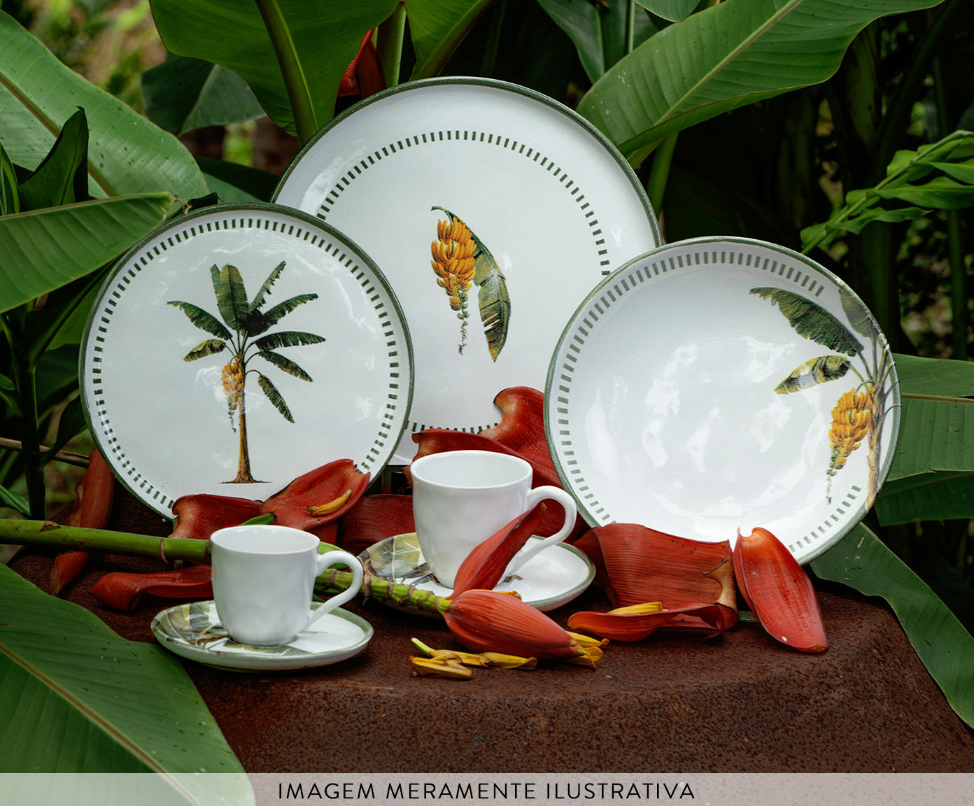 Jogo de Pratos para Sobremesa Bio Banan&ecirc; Floral image number 2