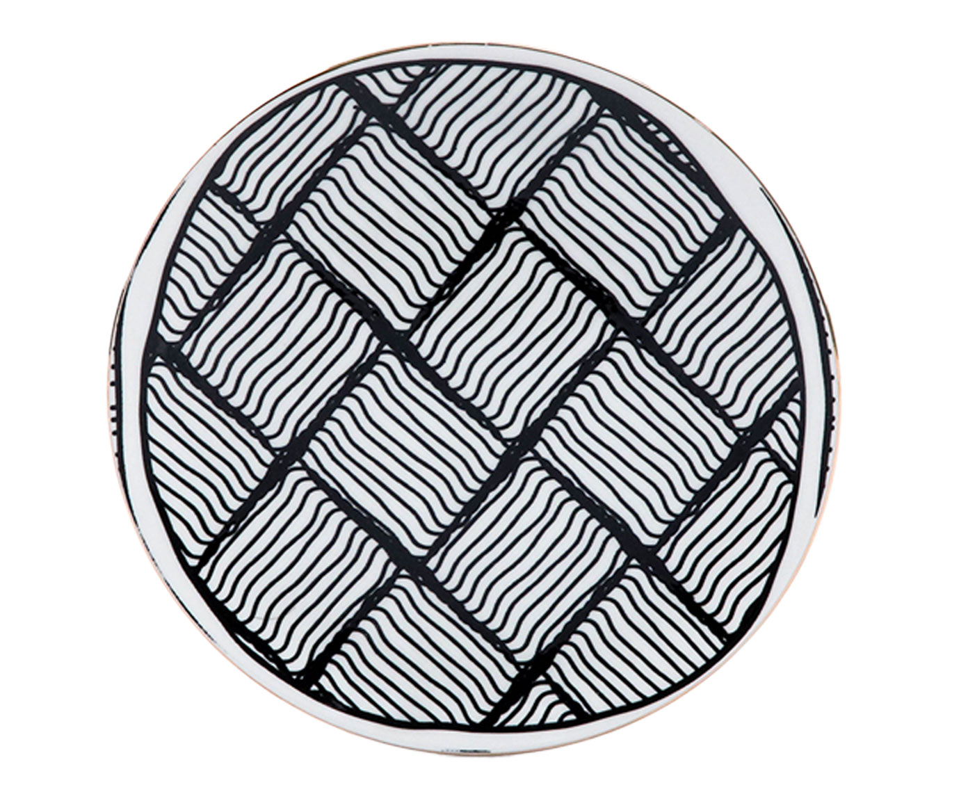 Prato para Sobremesa em Porcelana Th&aacute;ssia - Preto e Branco - image 0