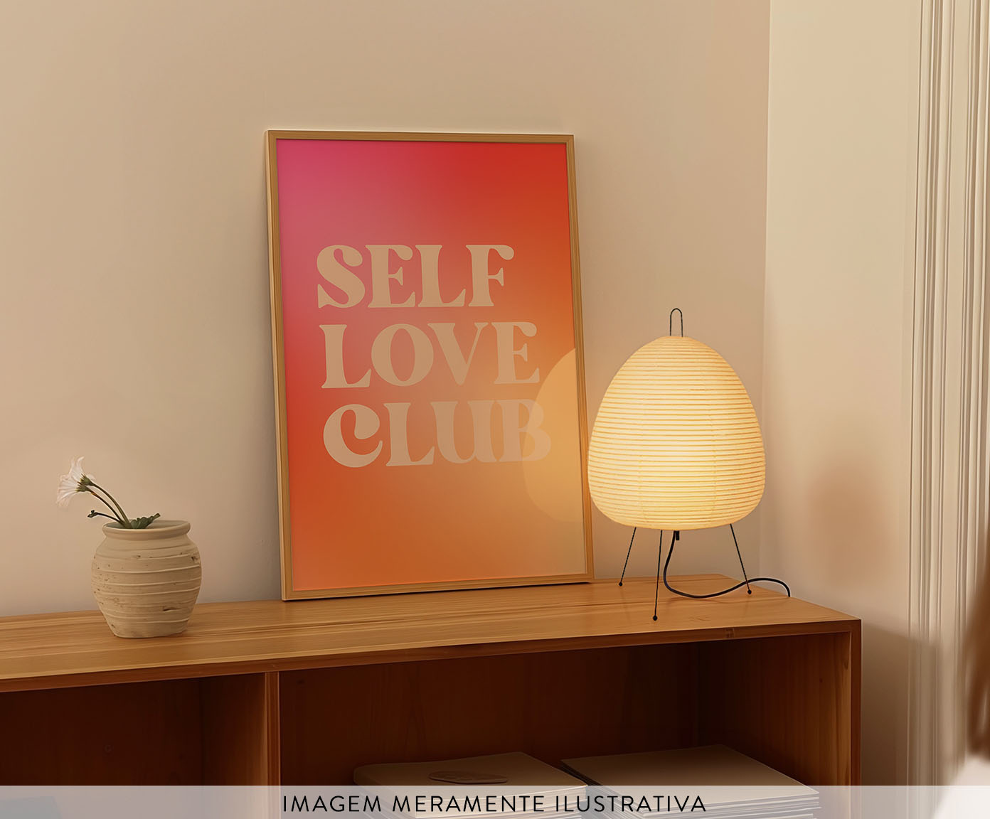 Quadro Self Love Club com Moldura em Madeira - image 1