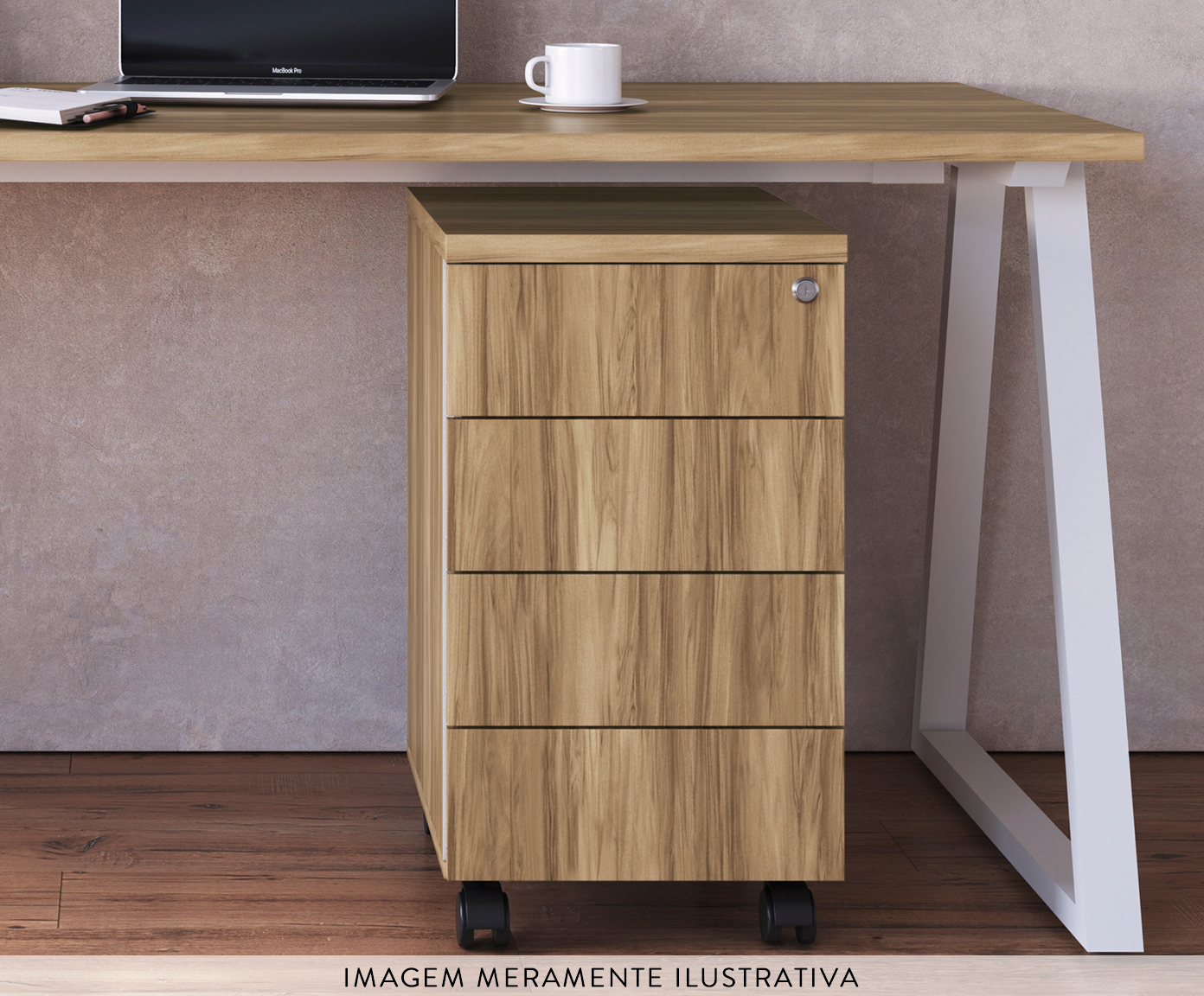 Gaveteiro 4 Gavetas Concept Home Office Nogal Sevilha image number 2