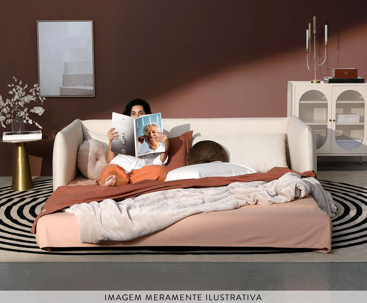 Sof&aacute; Cama em Linh&atilde;o Luma Bege - image 1