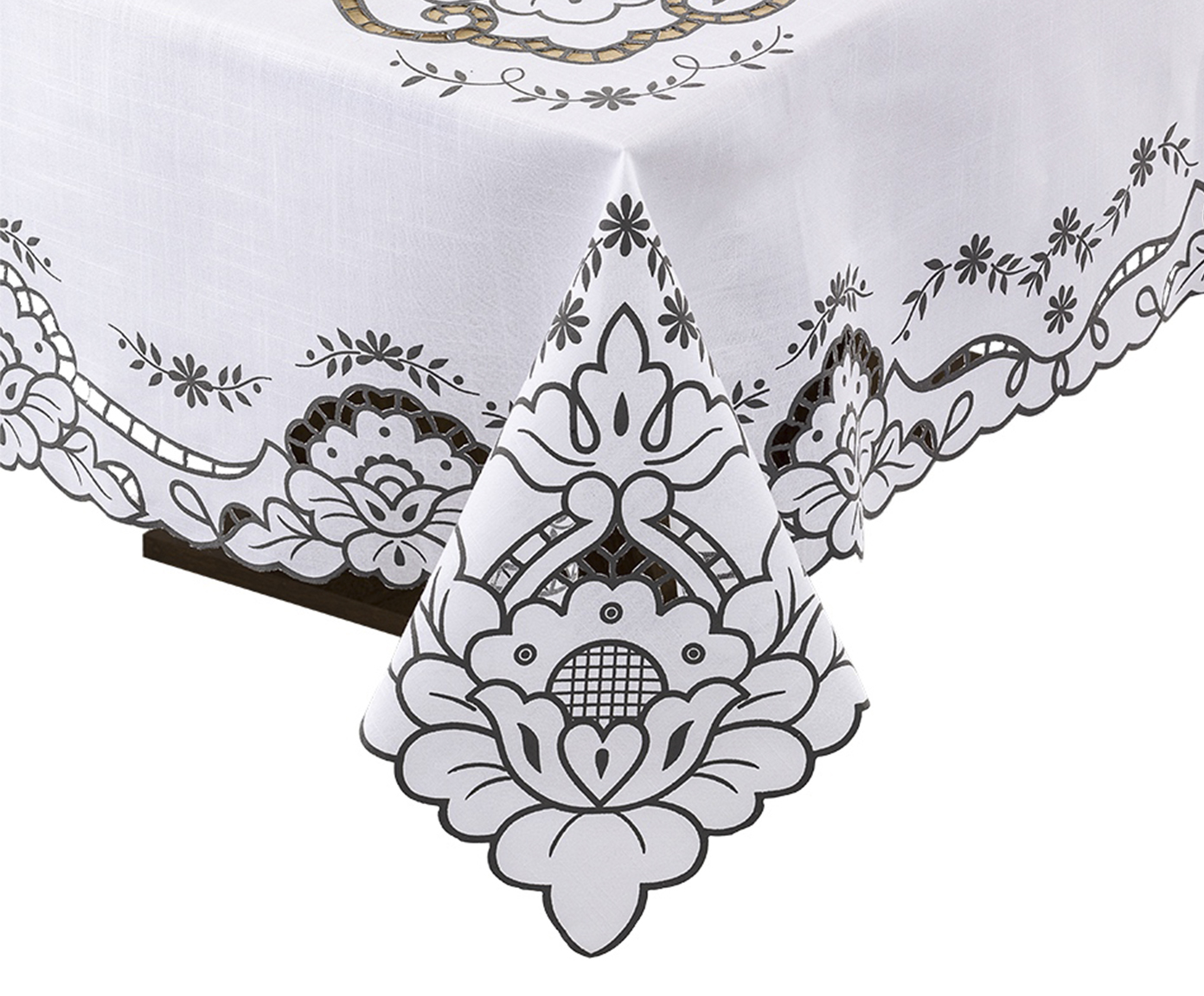 Toalha de Mesa com Bordado a Laser Branco - image 0