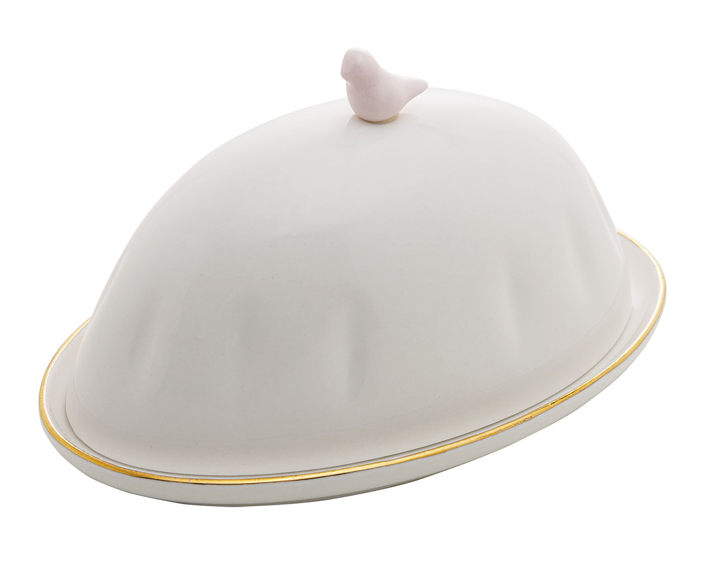 Manteigueira de Porcelana Birds Branco - image 0