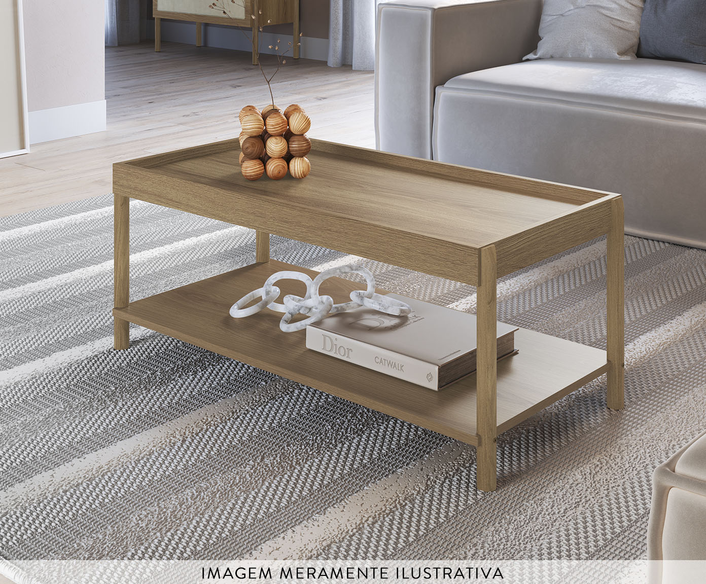 Mesa de Centro Retangular com Prateleira Oslo Hanover image number 4