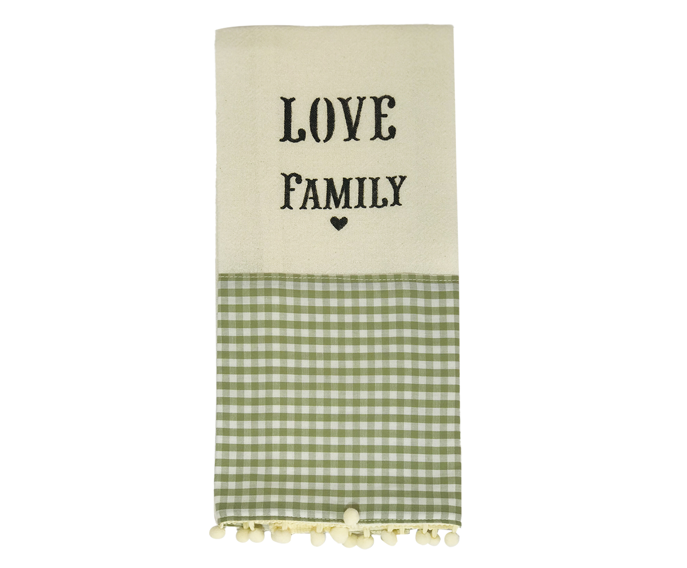 Pano de Prato Cr&uacute; Love Family Listras Verdes - image 0