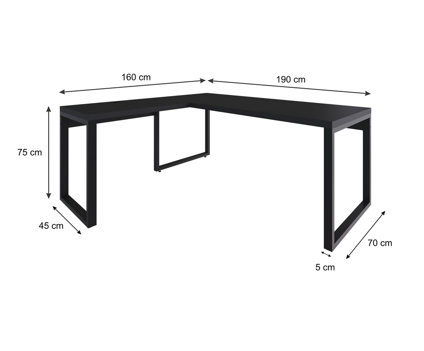 Mesa em L Yon Presidente  Preto image number 2