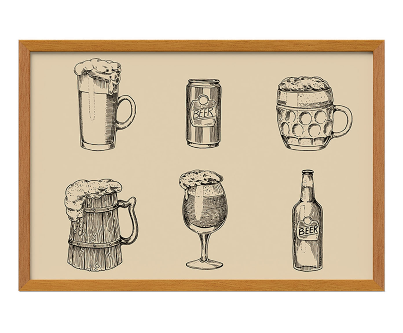 Quadro Cerveja com Moldura em Madeira - image 0