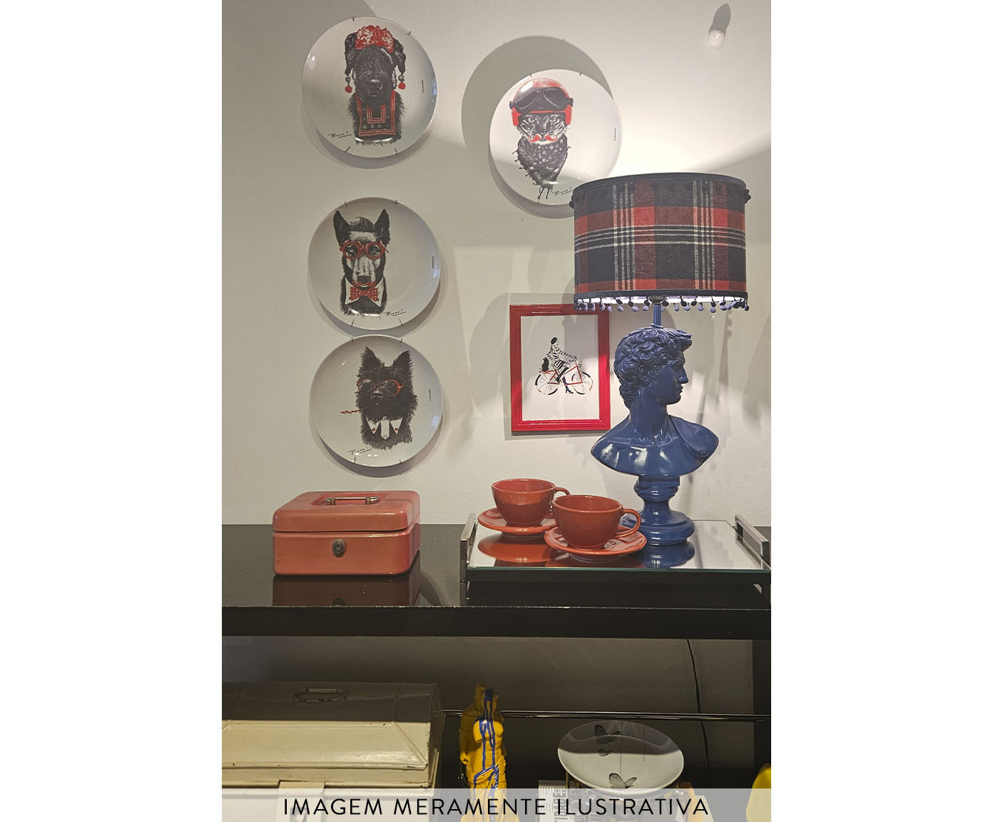Prato de Porcelana Toto Terrier Red&Blue Ronn Kools image number 2