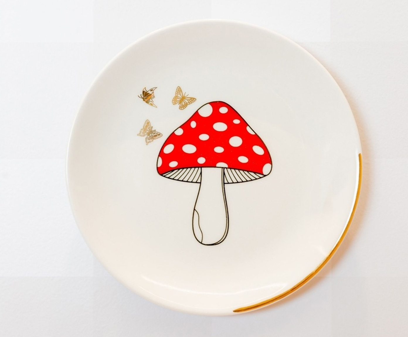 Prato Decorativo em Porcelana Cogumelo - image 1