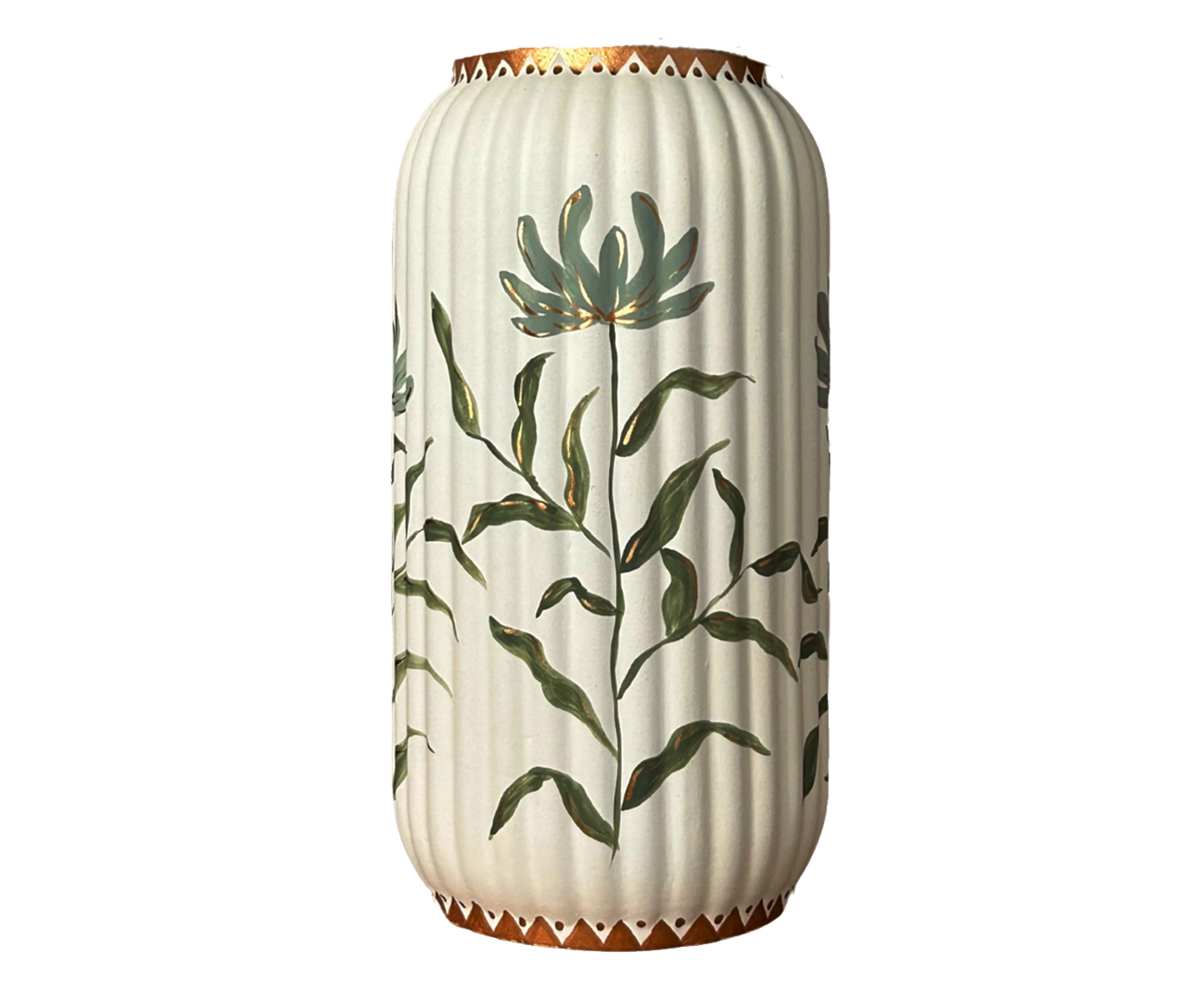 Vaso Canelado Flowers Verde - image 0