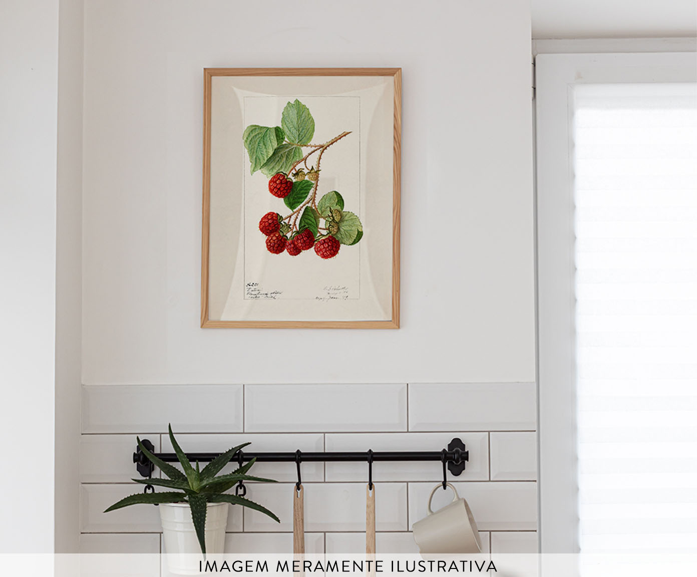 Quadro Framboesa Vintage com Moldura em Madeira - image 1