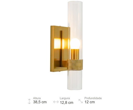 Arandela Streamline Dourado e Transparente image number 4