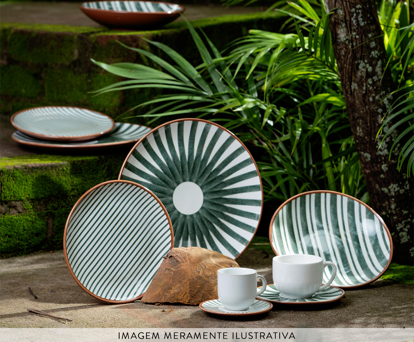 Jogo de Pratos Raso Coup Stoneware Equador Abstrato - image 1