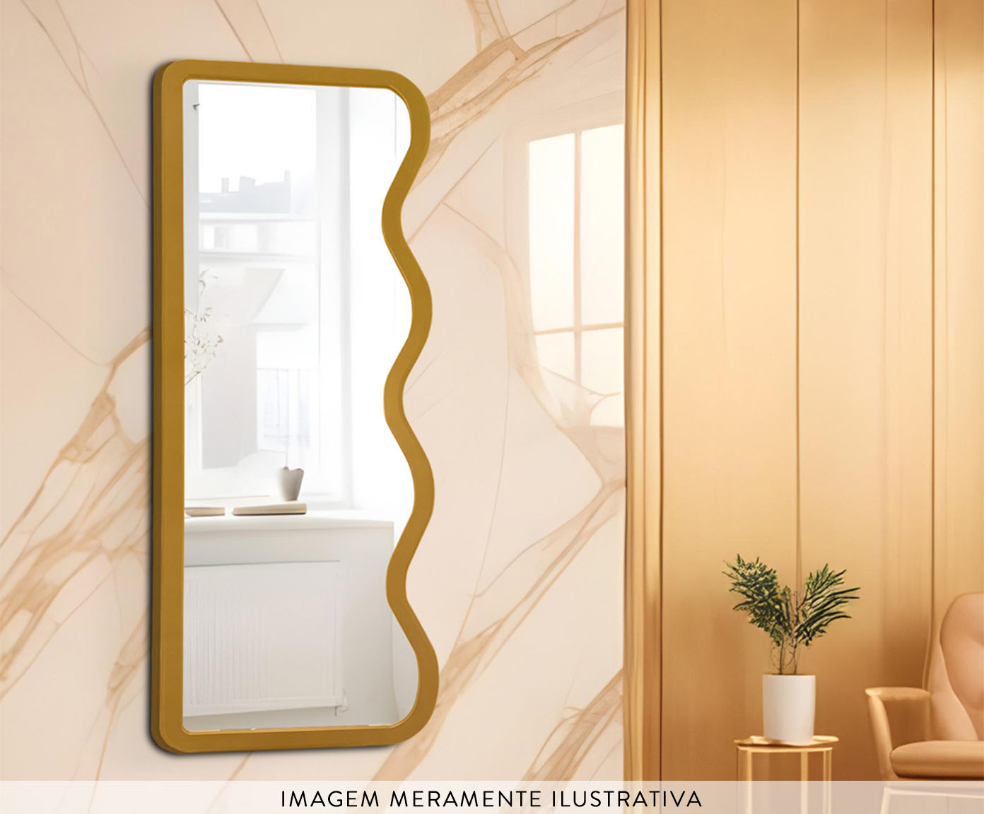Espelho de Ch&atilde;o Wave Org&acirc;nico Dourado image number 4