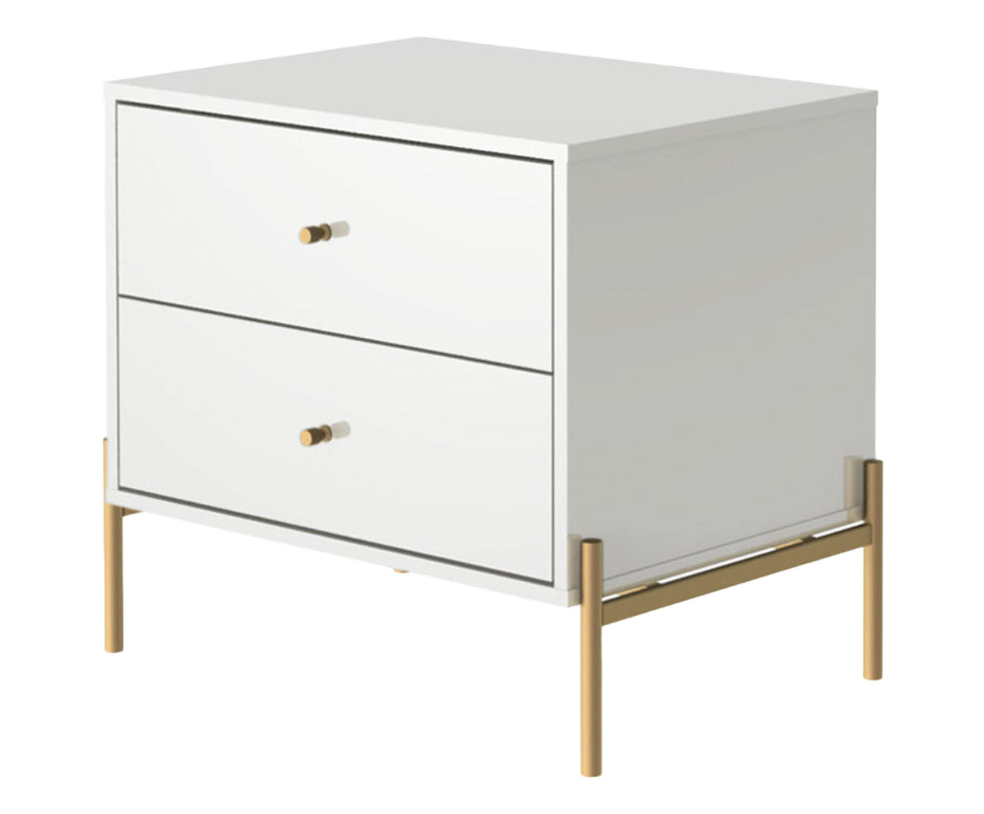 Mesa de Cabeceira Jasper - Branco Gloss e Dourado - image 0
