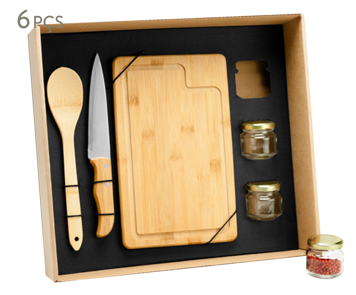 Jogo para Cozinha em Inox E Bambu Frieda - image 0