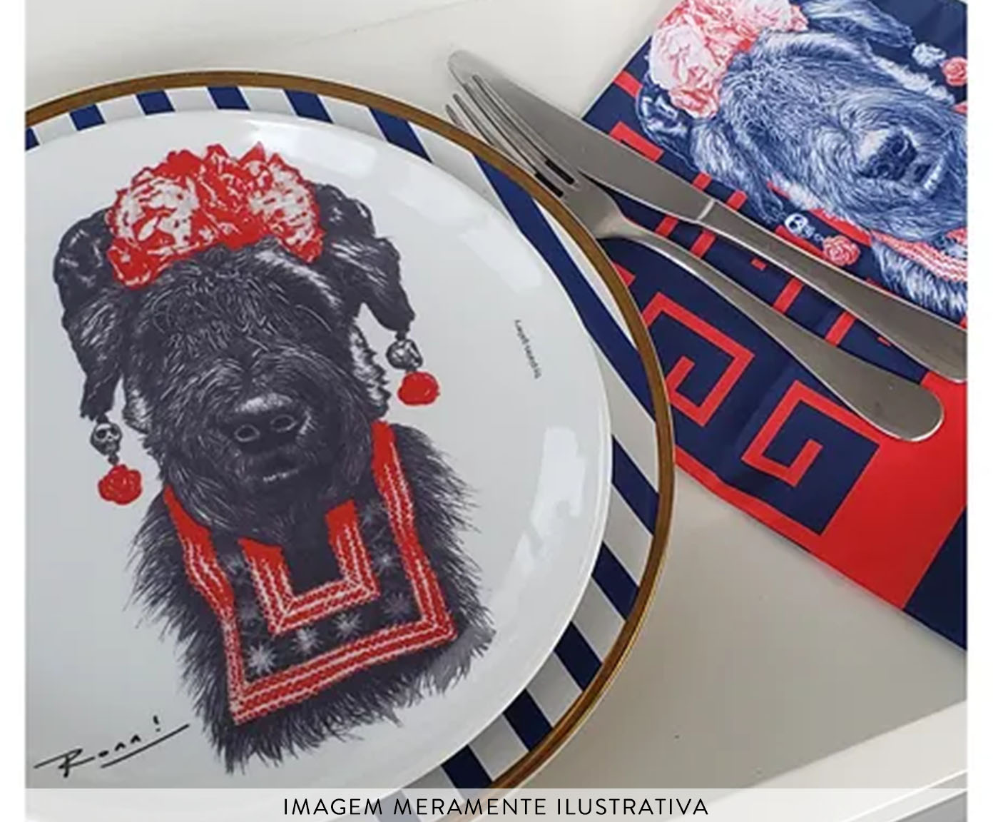 Prato de Porcelana Suusi Kahlo Red&Blue Ronn Kools - image 1