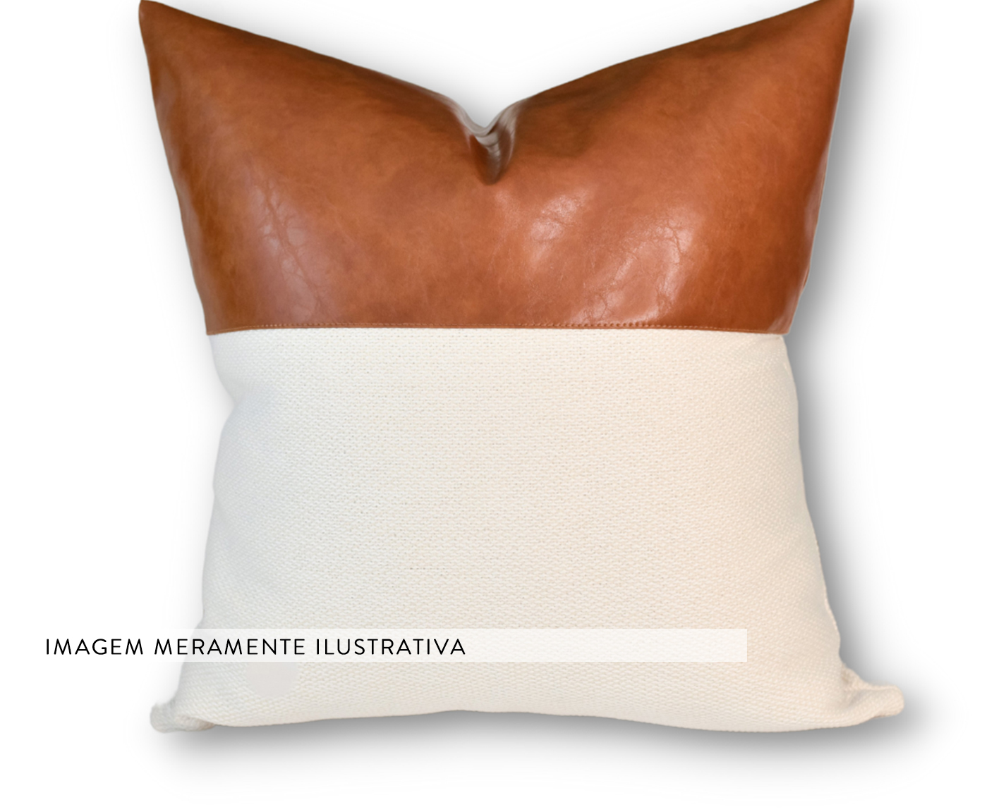 Almofada em Linho e Couro Premium Collection - Off White e Acobreada - image 1