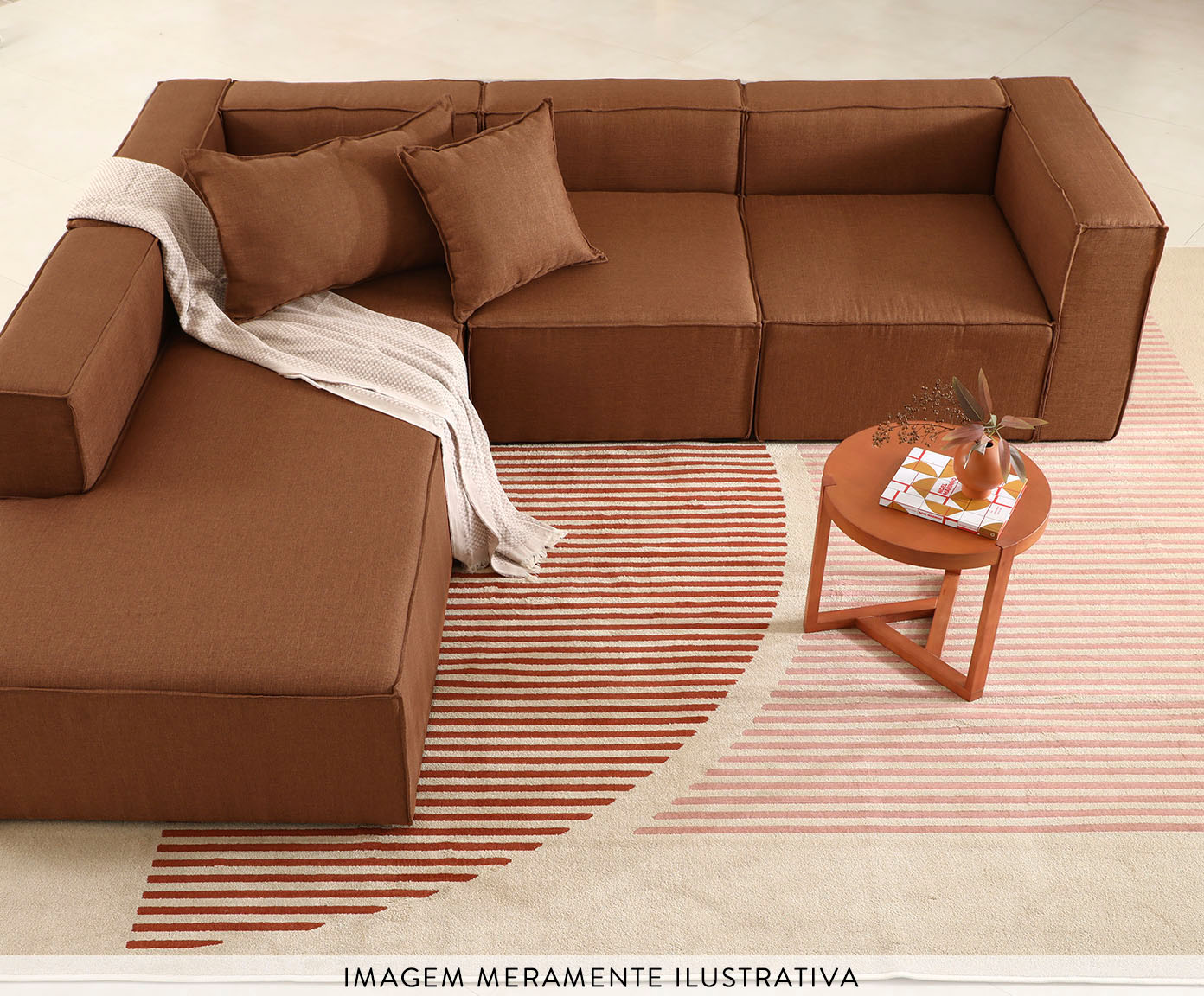 Sof&aacute; 4 M&oacute;dulos Encosto Parcial Esquerdo Mensa Terracota - image 1