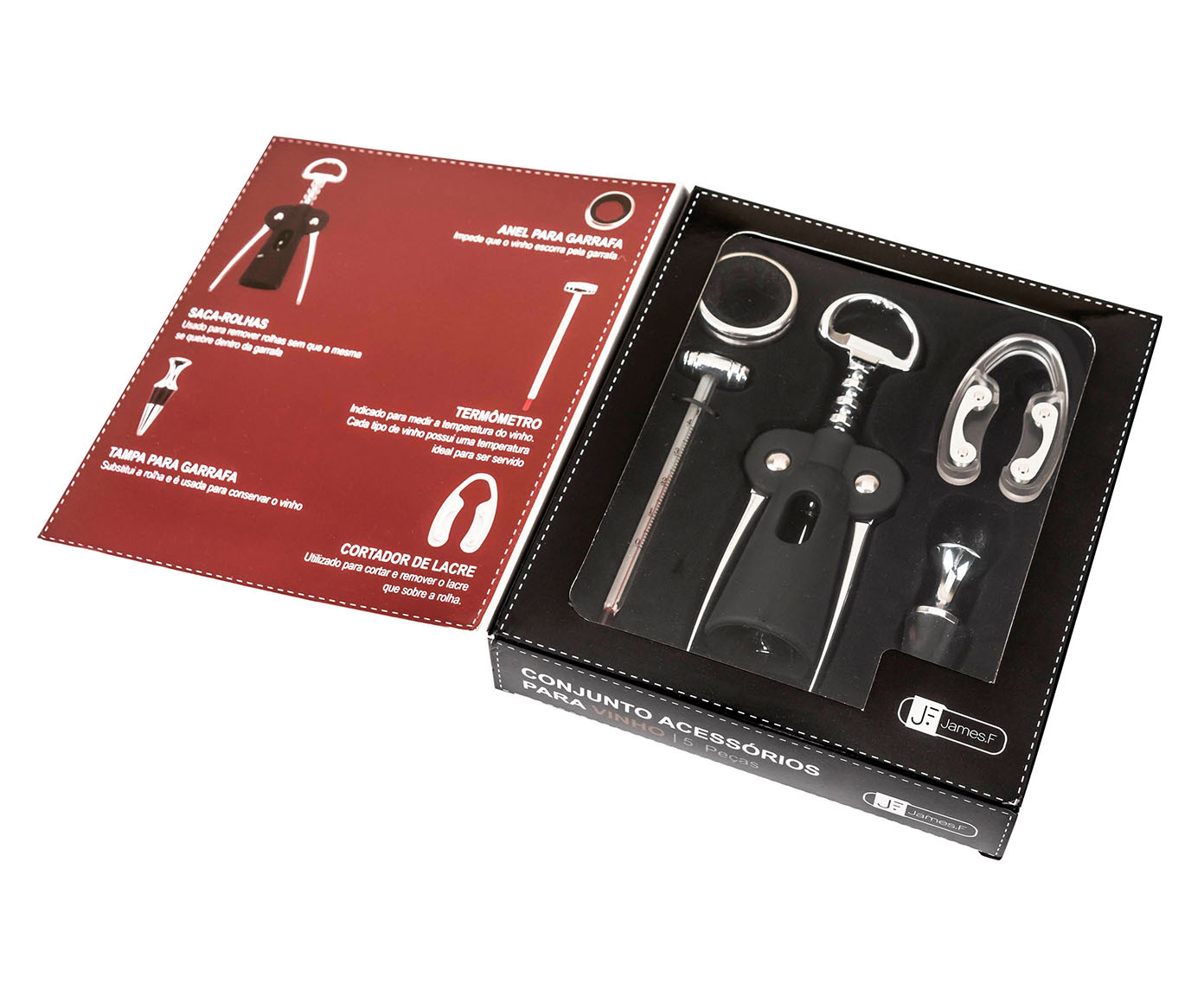 Jogo para Vinho em Inox Ziza - Preto - image 1