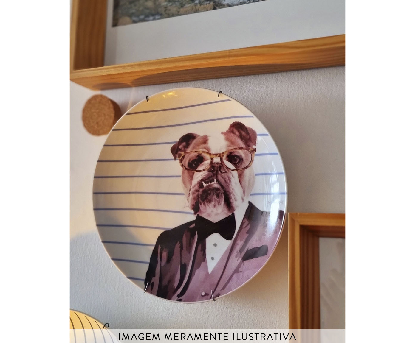 Prato de Porcelana English Bulldog Black Tie image number 2