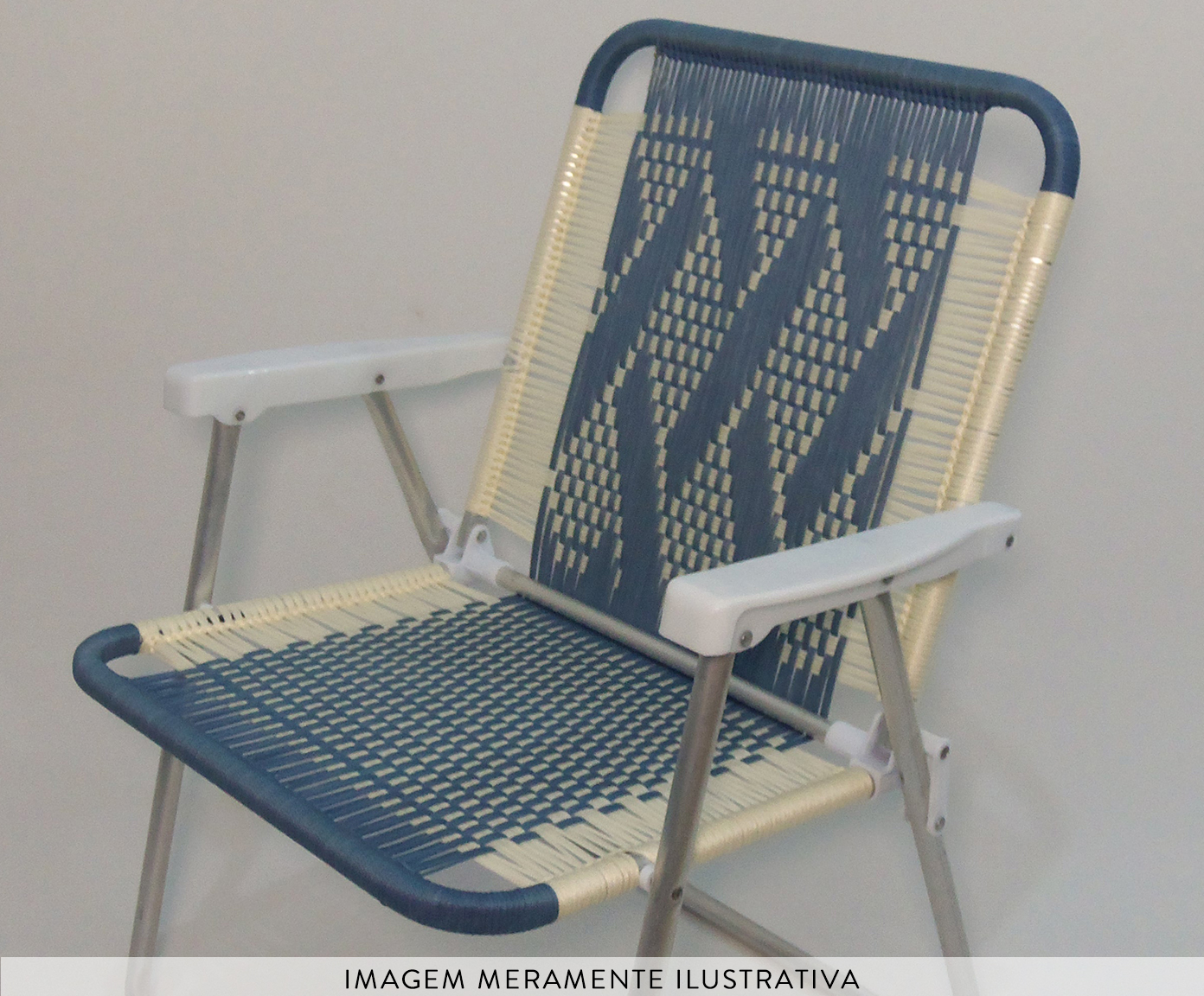 Cadeira de Praia Custom Azul e Creme image number 2