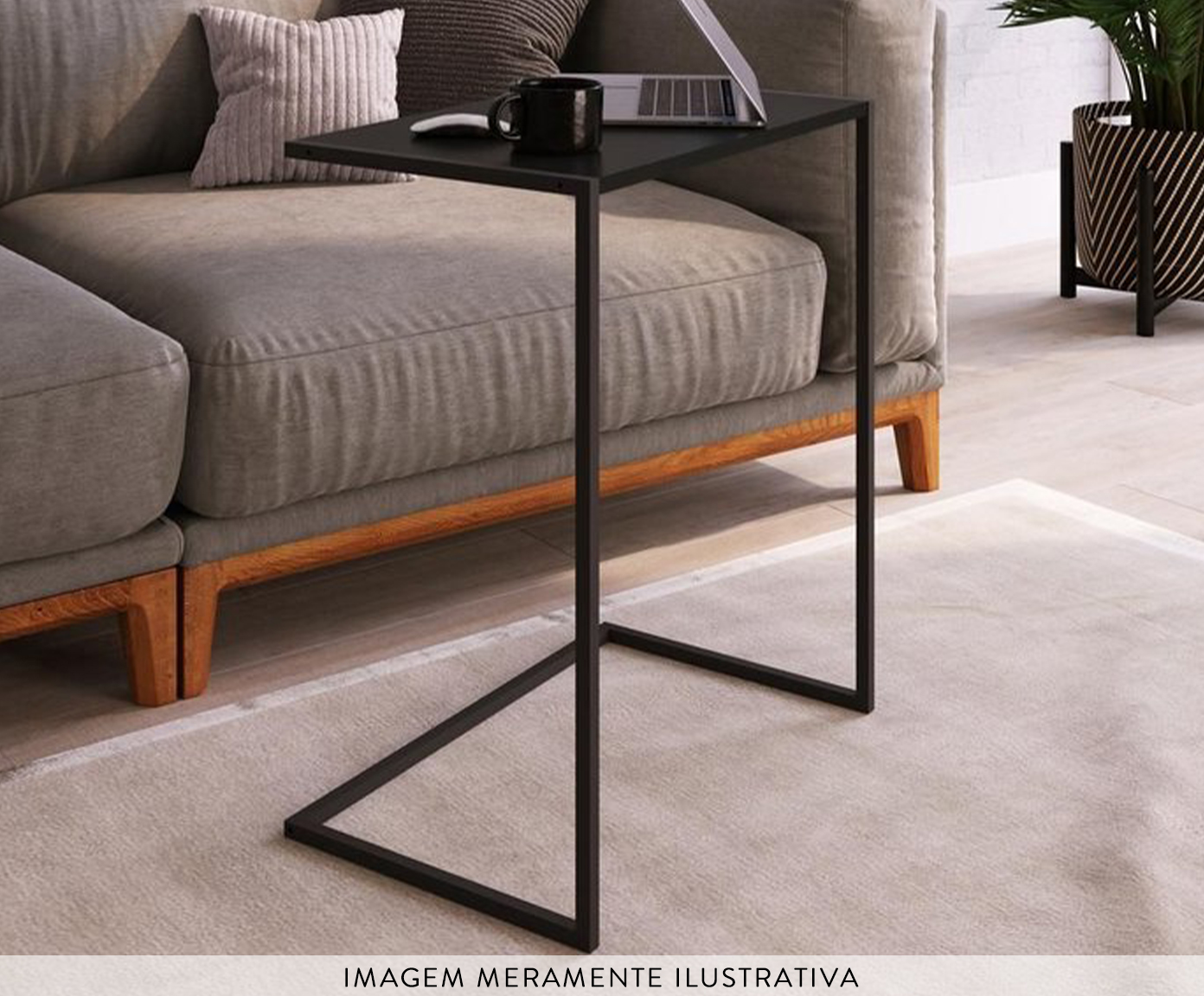 Mesa Lateral de Apoio para Sof&aacute; Preto image number 2