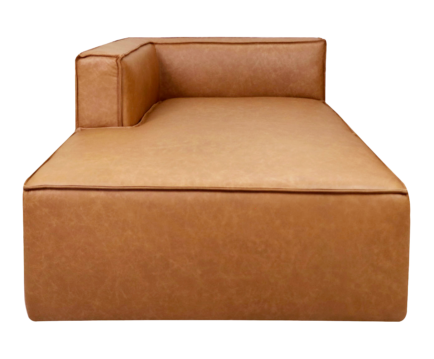Sof&aacute; M&oacute;dulo Chaise Esquerdo Mensa em Couro Caramelo - image 0
