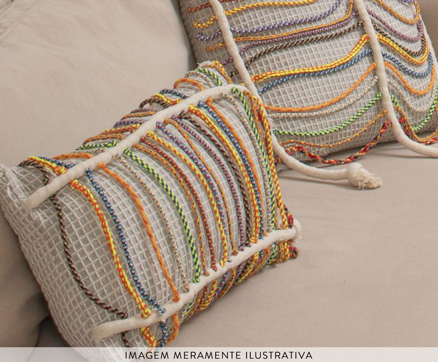 Capa de Almofada Rappel Bege e Cinza - image 1