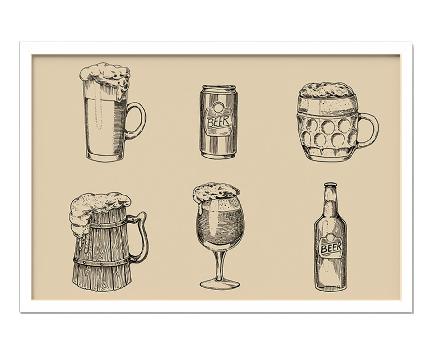 Quadro Cerveja com Moldura Branca - image 1