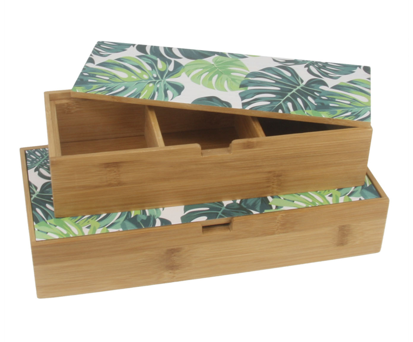 Jogo de Caixas Decorativas em Bambu Waranqa Marrom - image 0