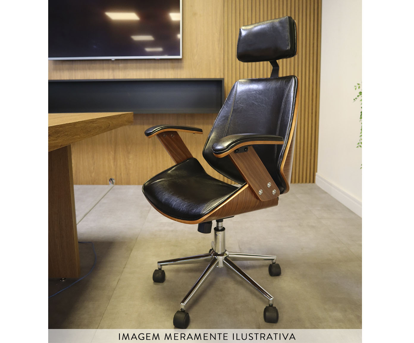 Cadeira de Escrit&oacute;rio com Rod&iacute;zio Orletti - Preto - image 1