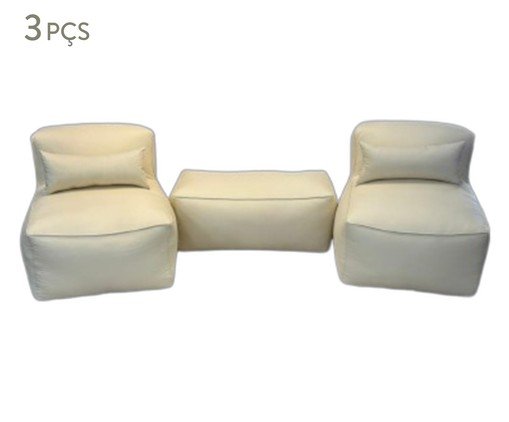 Jogo de Puffs e Peseira Ocean M&eacute;dio off white - image 0