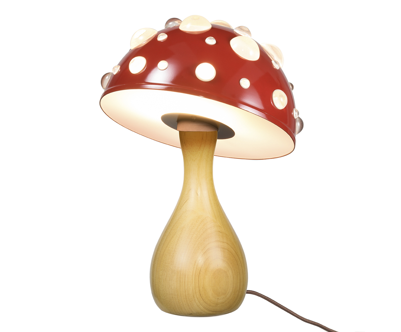 Lumin&aacute;ria Cogumelo Vermelho Liso Brilhante e Marfim image number 2
