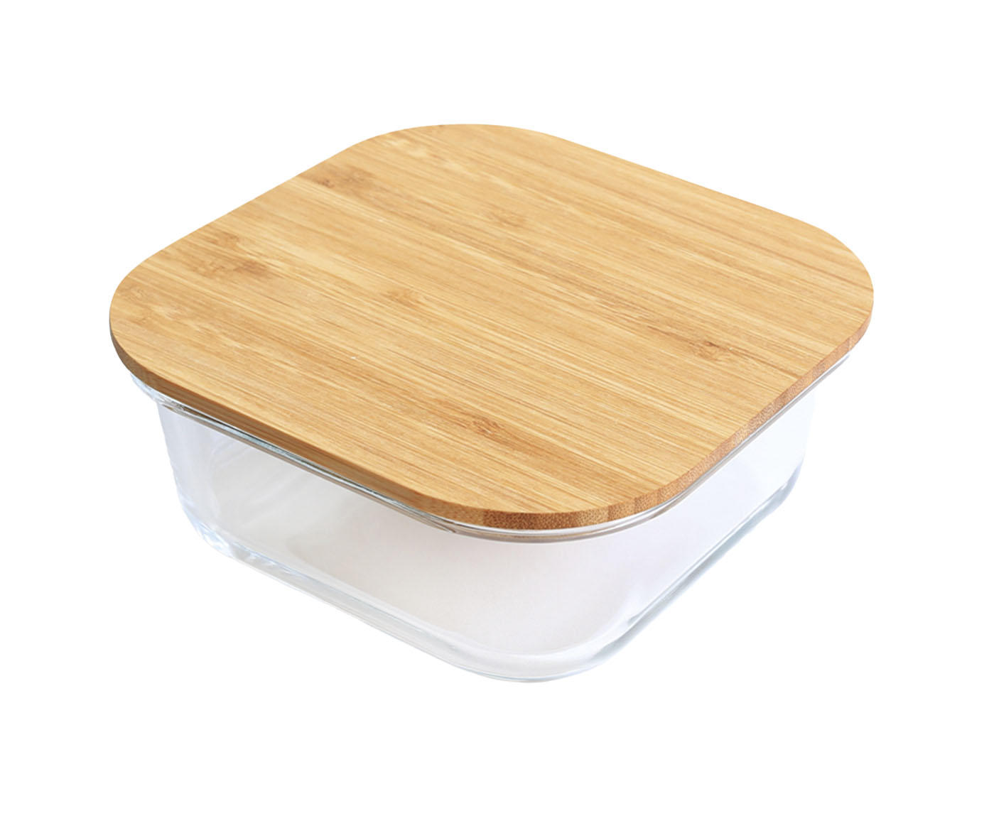 Pote Quadrado Tampa Flat Bambu - image 0