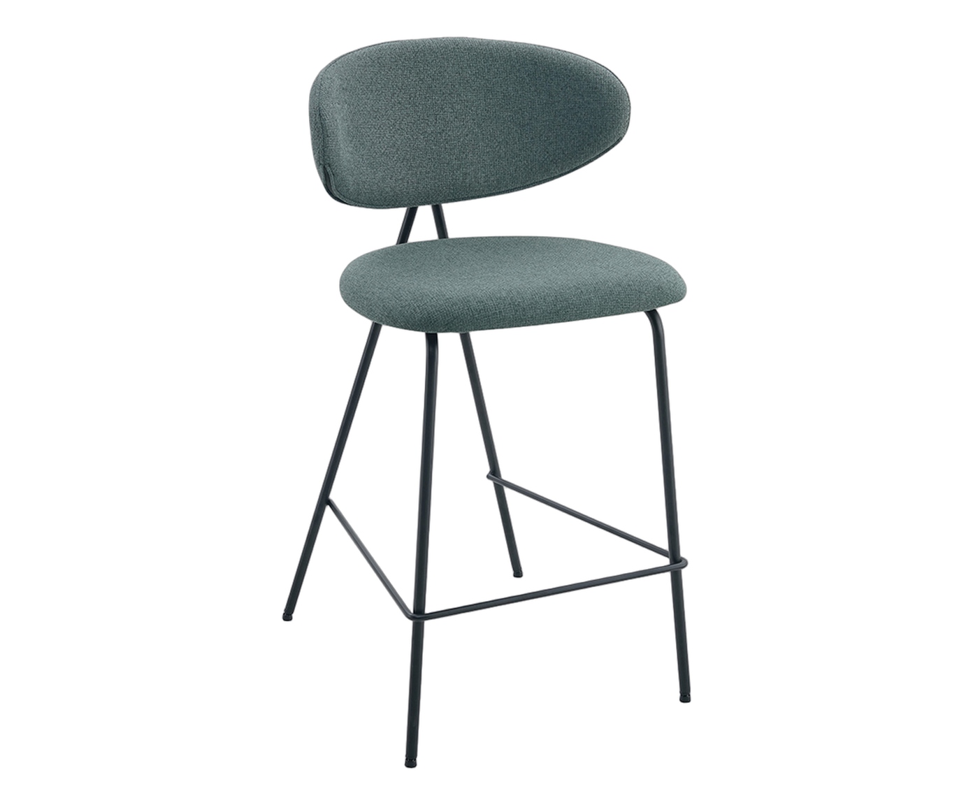 Banqueta Pilar Tecido Verde Folha Base Preta - image 0