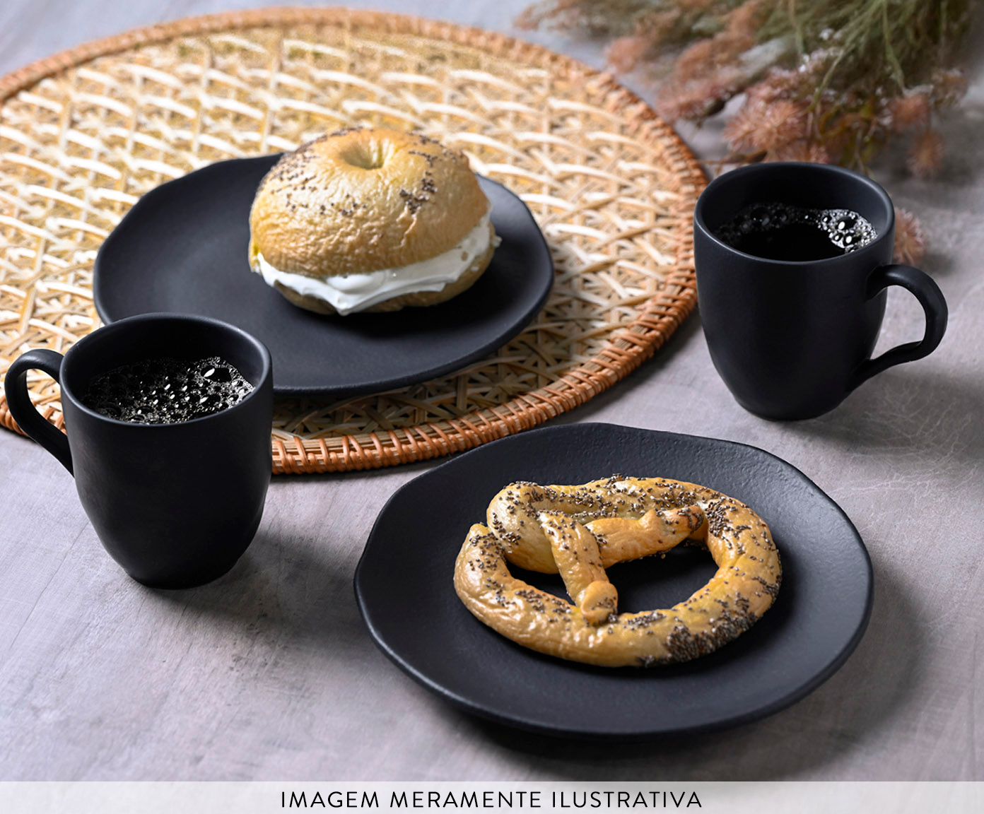 Jogo para Lanche Org&acirc;nico Matte Preto Matte - image 1
